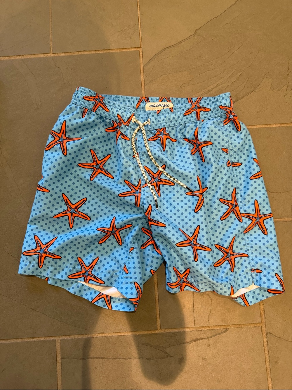 Light Blue Starfish-Print Men's Hybrid Shorts